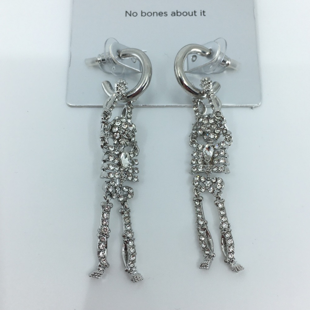 Sugarfix by Baublebar Skeleton Rhinestone Earrings NEW Drop Dead Hottie Gothic - Picture 8 of 10